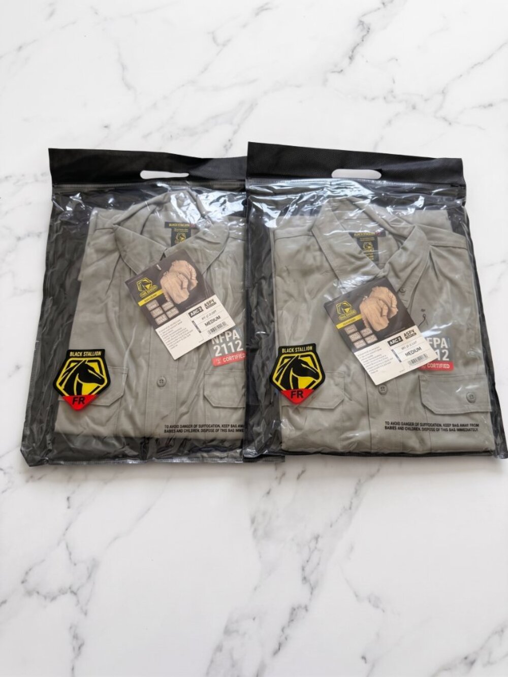 Black Stallion NWT FR Work Shirt Gray Medium Mens Flame Resistant NFPA 2112 WF21